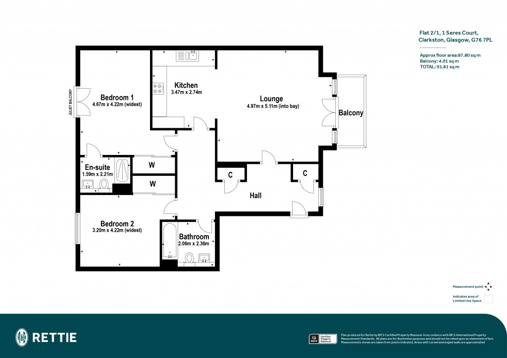 Floorplans For Flat 2/1, Seres Court, Clarkston, Glasgow