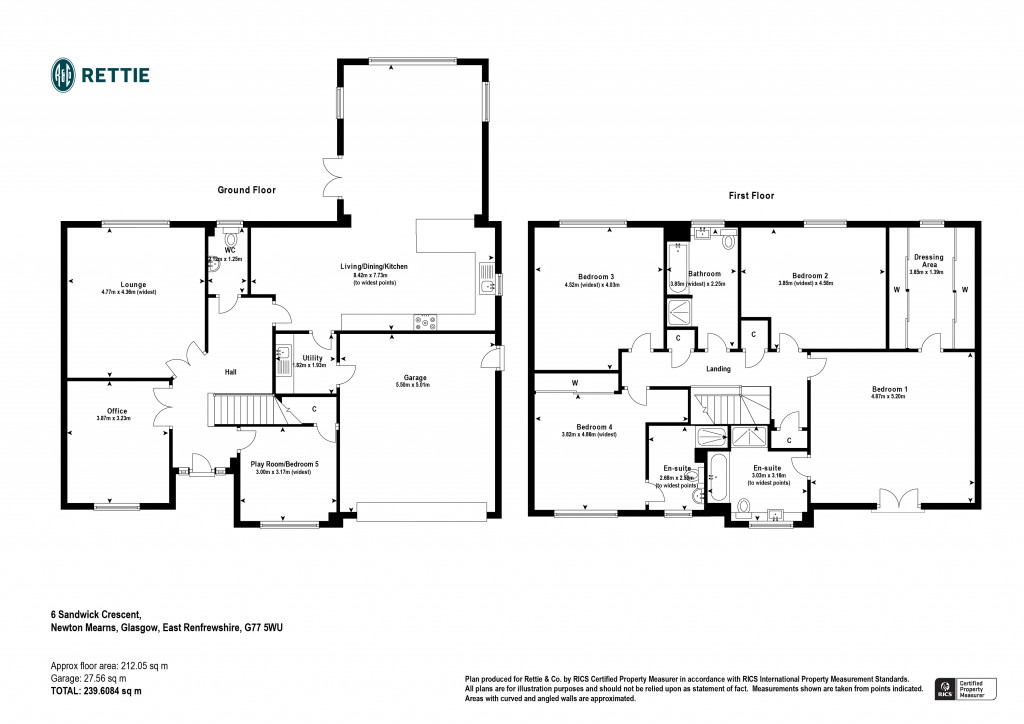 Floorplans For Sandwick Crescent, Newton Mearns, Glasgow, East Renfrewshire