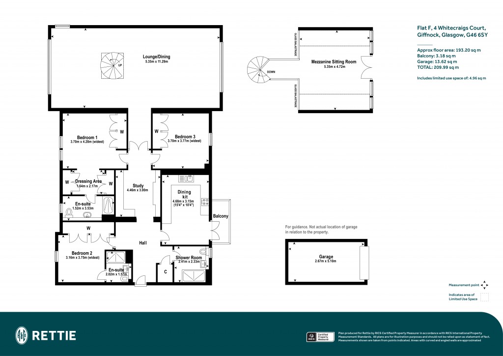 Floorplans For Flat F, Whitecraigs Court, Giffnock, Glasgow, East Renfrewshire