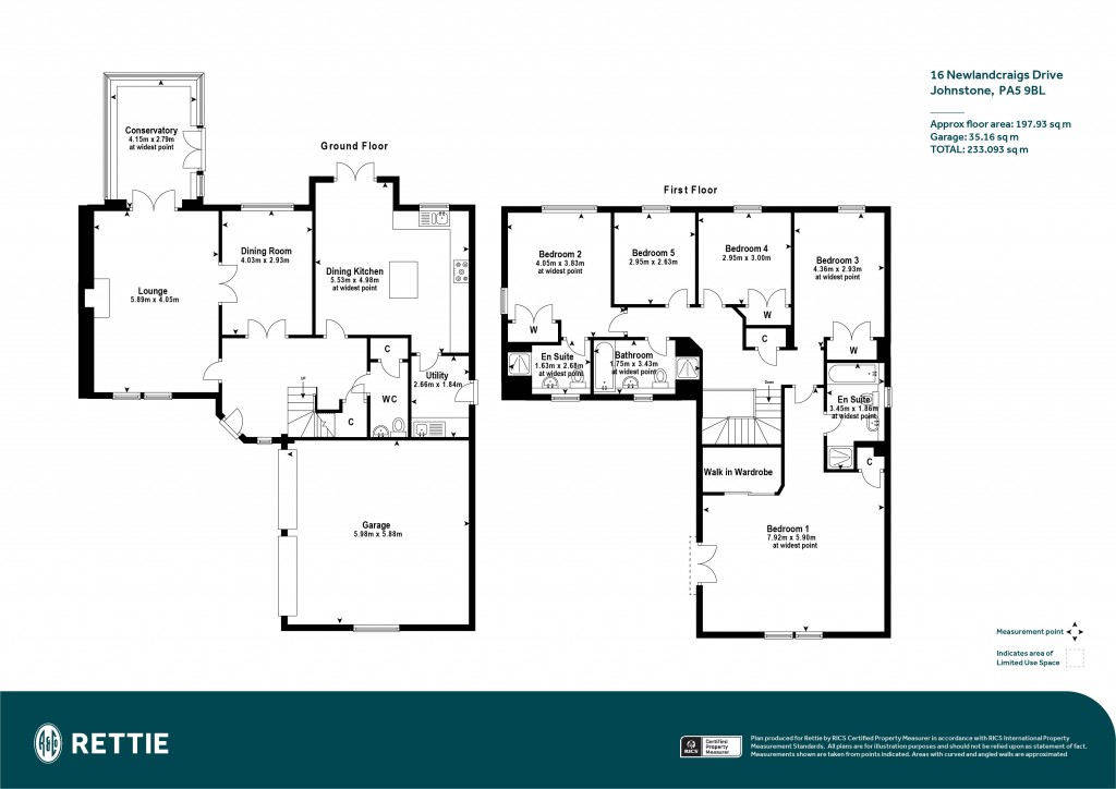 Floorplans For Newlandcraigs Drive, Elderslie, Renfrewshire