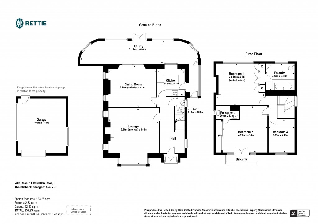 Floorplans For Villa Rosa, Rowallan Road, Thornliebank, Glasgow