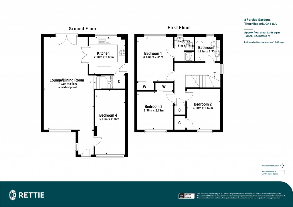 Floorplans For Forties Gardens, Thornliebank, Glasgow