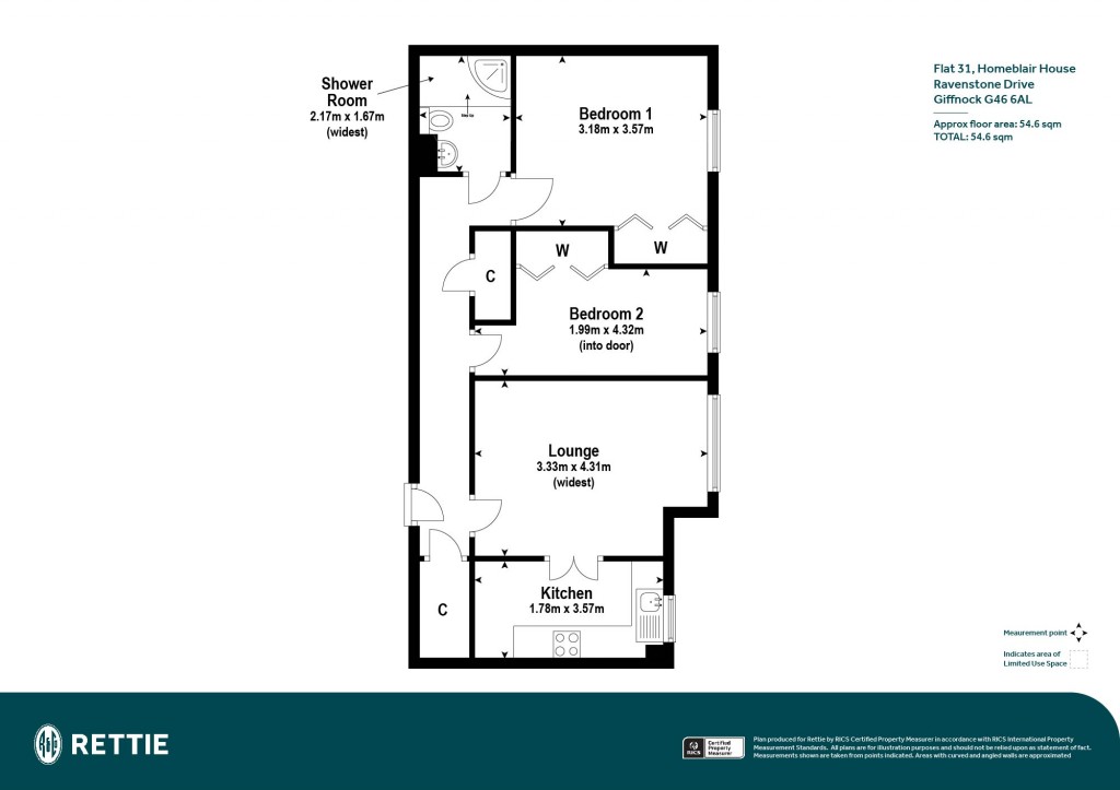 Floorplans For Flat 31, Homeblair House, Ravenstone Drive, Giffnock, Glasgow, East Renfrewshire