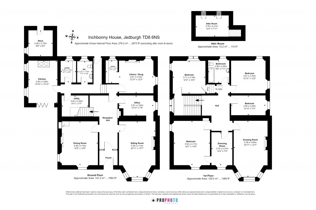 Floorplans For Inchbonny House - Lot 1, Jedburgh, Roxburghshire