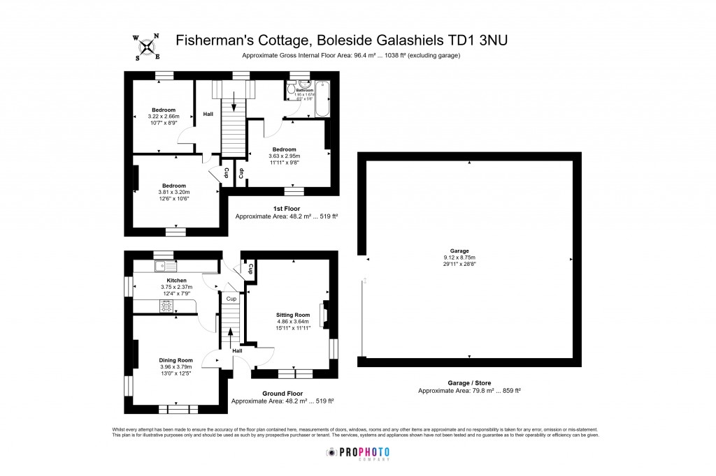 Floorplans For Fishermans Cottage, Boleside, Galashiels, Scottish Borders