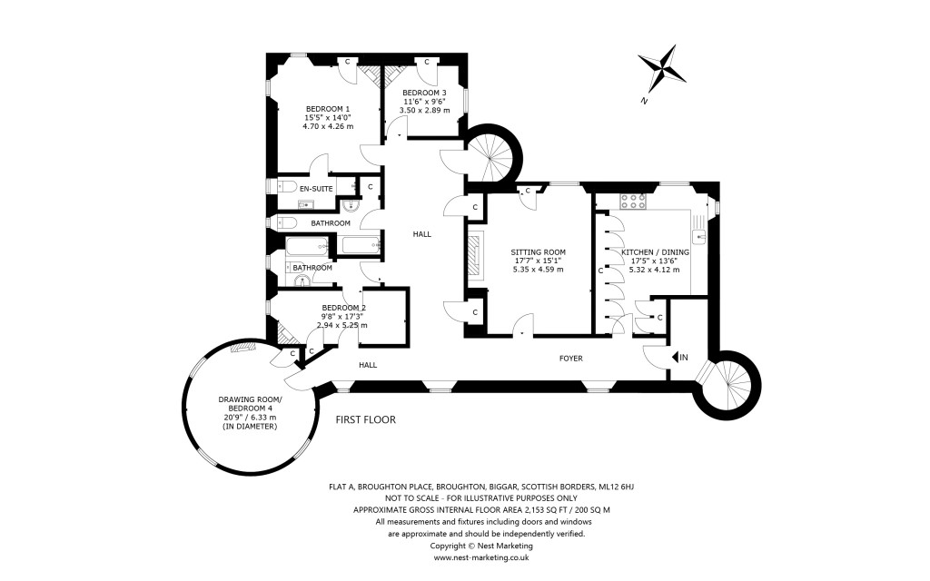 Floorplans For Flat A, Broughton Place, Broughton, Biggar, Scottish Borders