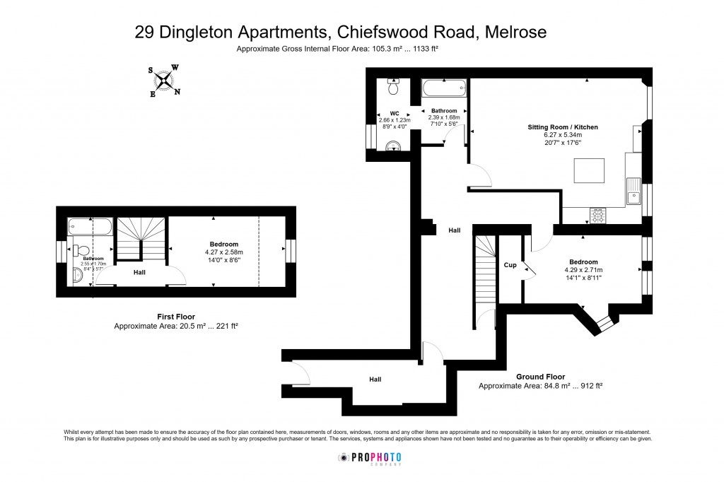 Floorplans For 29 Dingleton Apartments, Chiefswood Road, Melrose, Scottish Borders