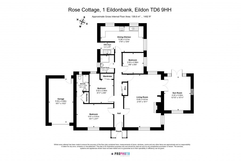 Floorplans For Rose Cottage, 1 Eildonbank, Eildon, Melrose