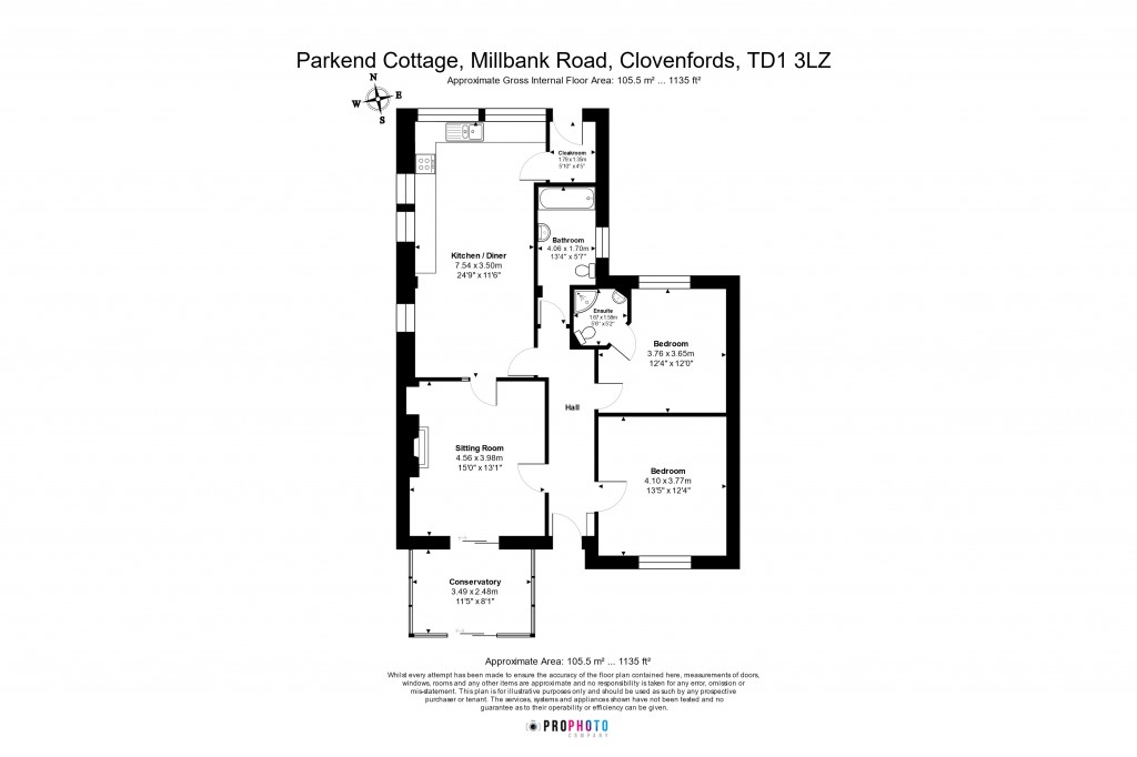 Floorplans For Parkend Cottage, Millbank Road, Clovenfords, Galashiels