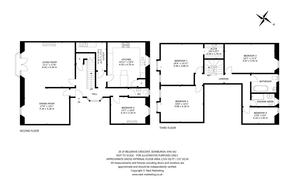 Floorplans For 2f, Belgrave Crescent, Edinburgh