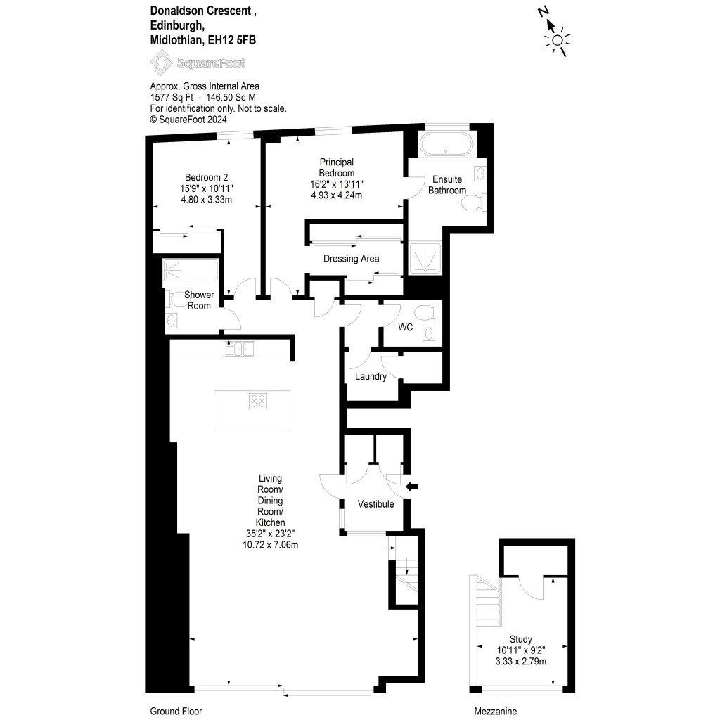 Floorplans For Flat 4, Donaldson Crescent, Edinburgh, Midlothian