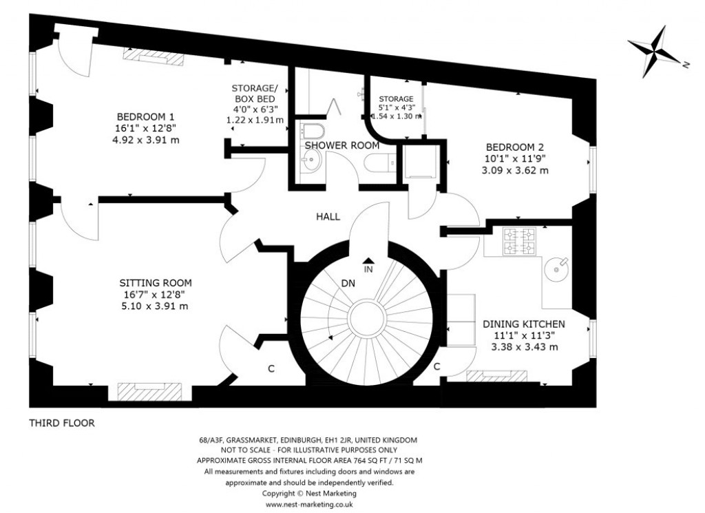 Floorplans For 68A(3f), Grassmarket, Edinburgh, Midlothian