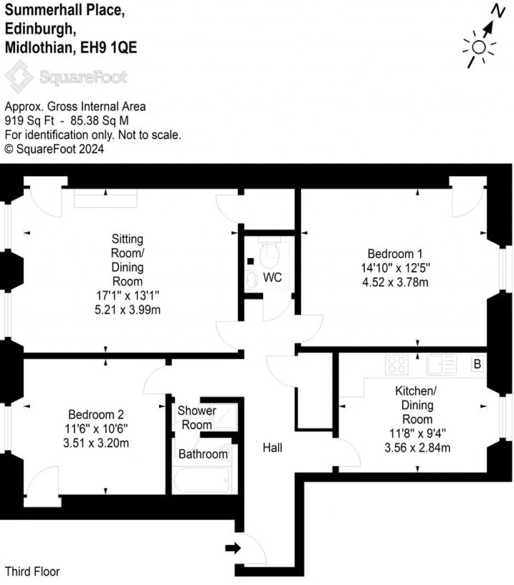 Floorplans For 13/3F1, Summerhall Place, Edinburgh, Midlothian