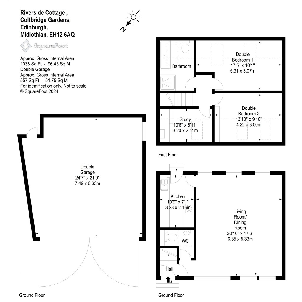 Floorplans For Riverside Cottage, Coltbridge Gardens, Edinburgh, Midlothian