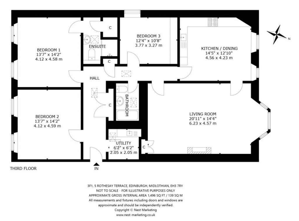 Floorplans For 3F1, Rothesay Terrace, Edinburgh, Midlothian