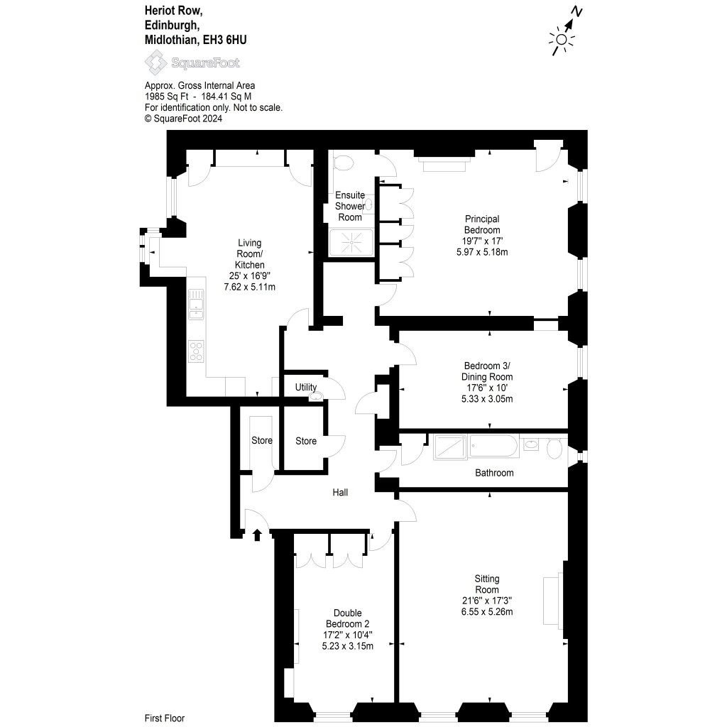 Floorplans For Flat 1F, Heriot Row, Edinburgh