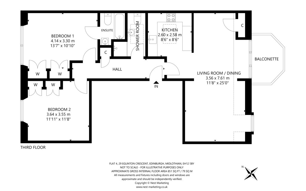 Floorplans For Flat 4, Eglinton Crescent, Edinburgh, Midlothian