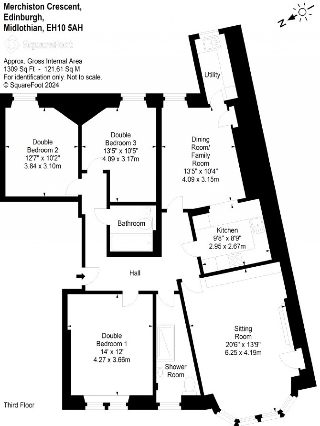 Floorplans For 3f2, Merchiston Crescent, Edinburgh