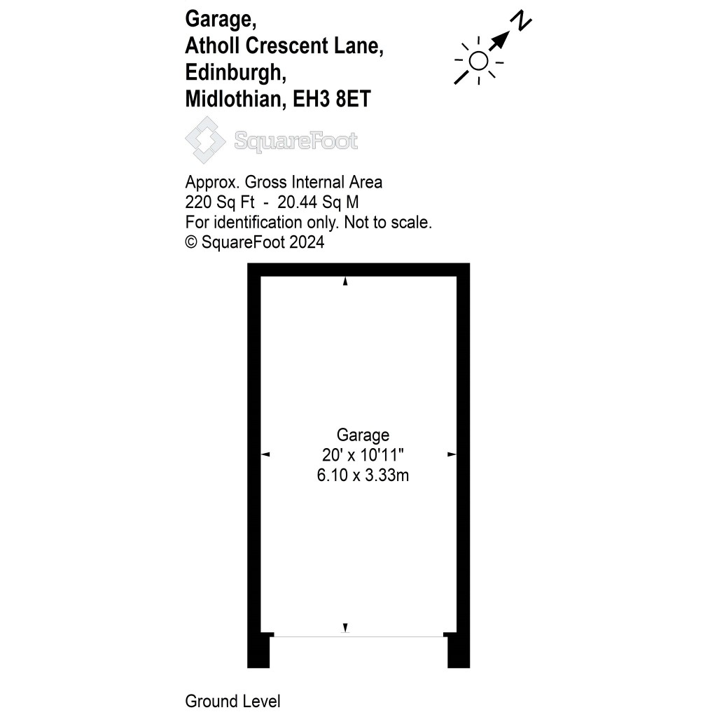 Floorplans For Garage, Atholl Crescent Lane, Edinburgh, Midlothian