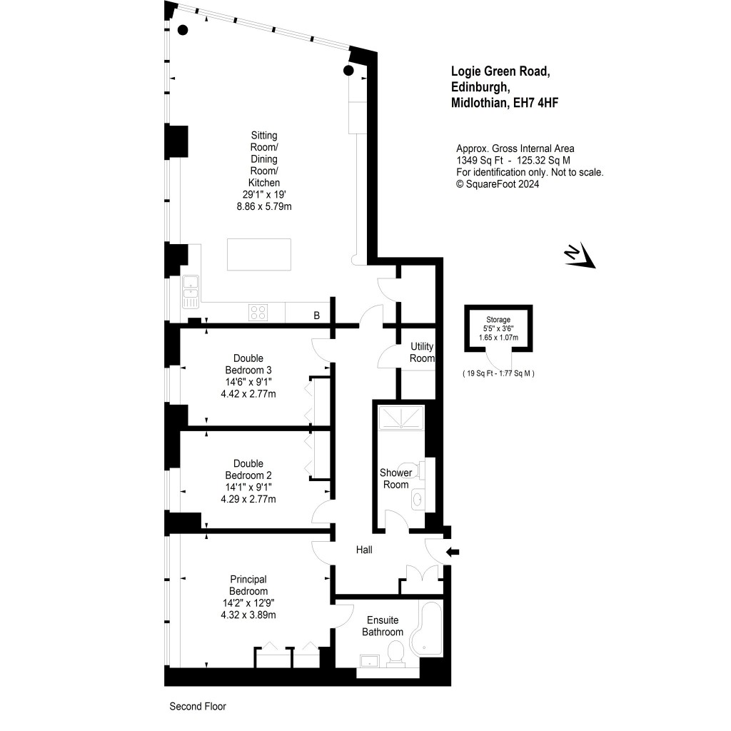 Floorplans For Flat 13, Logie Green Road, Edinburgh, Midlothian