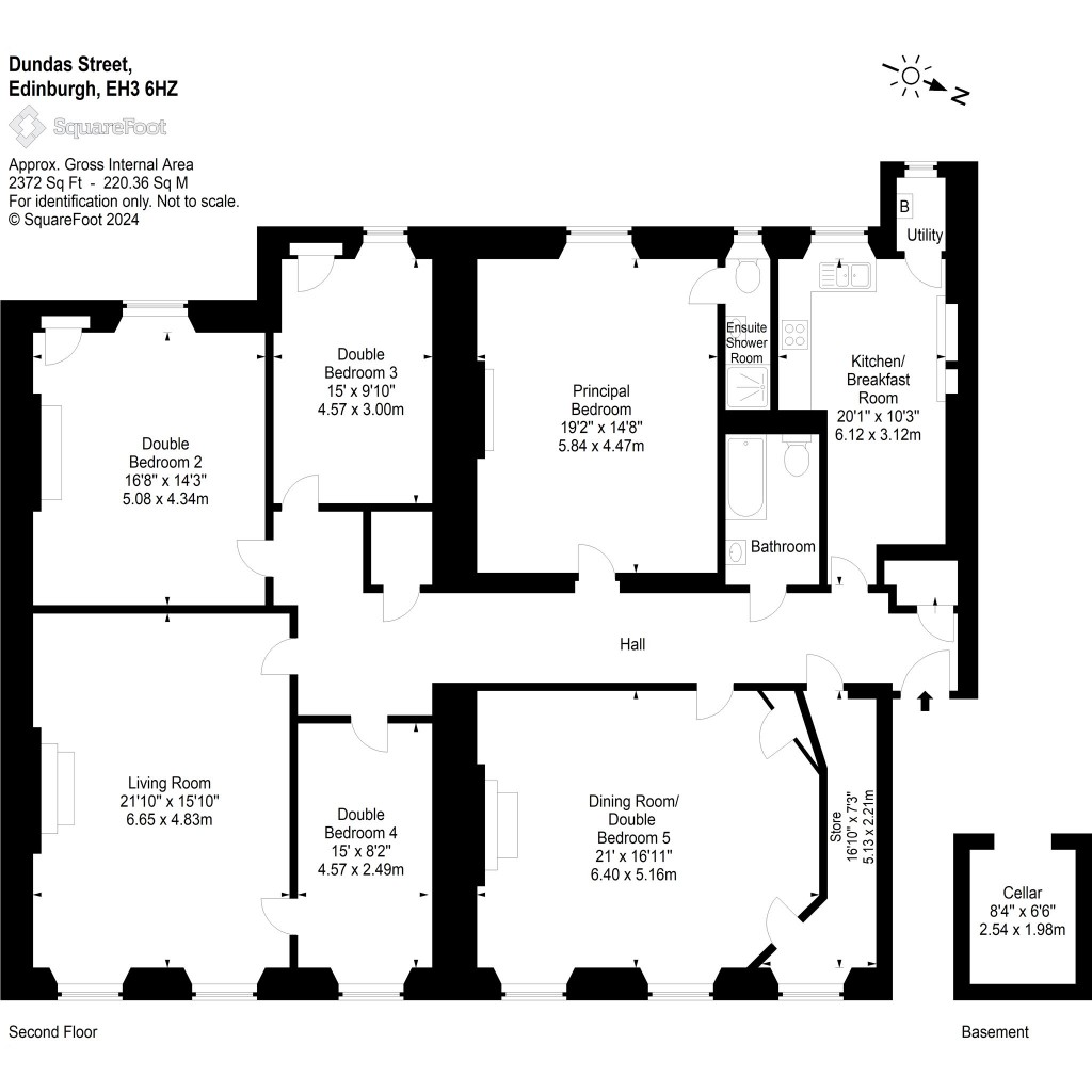 Floorplans For 2f2, Dundas Street, Edinburgh