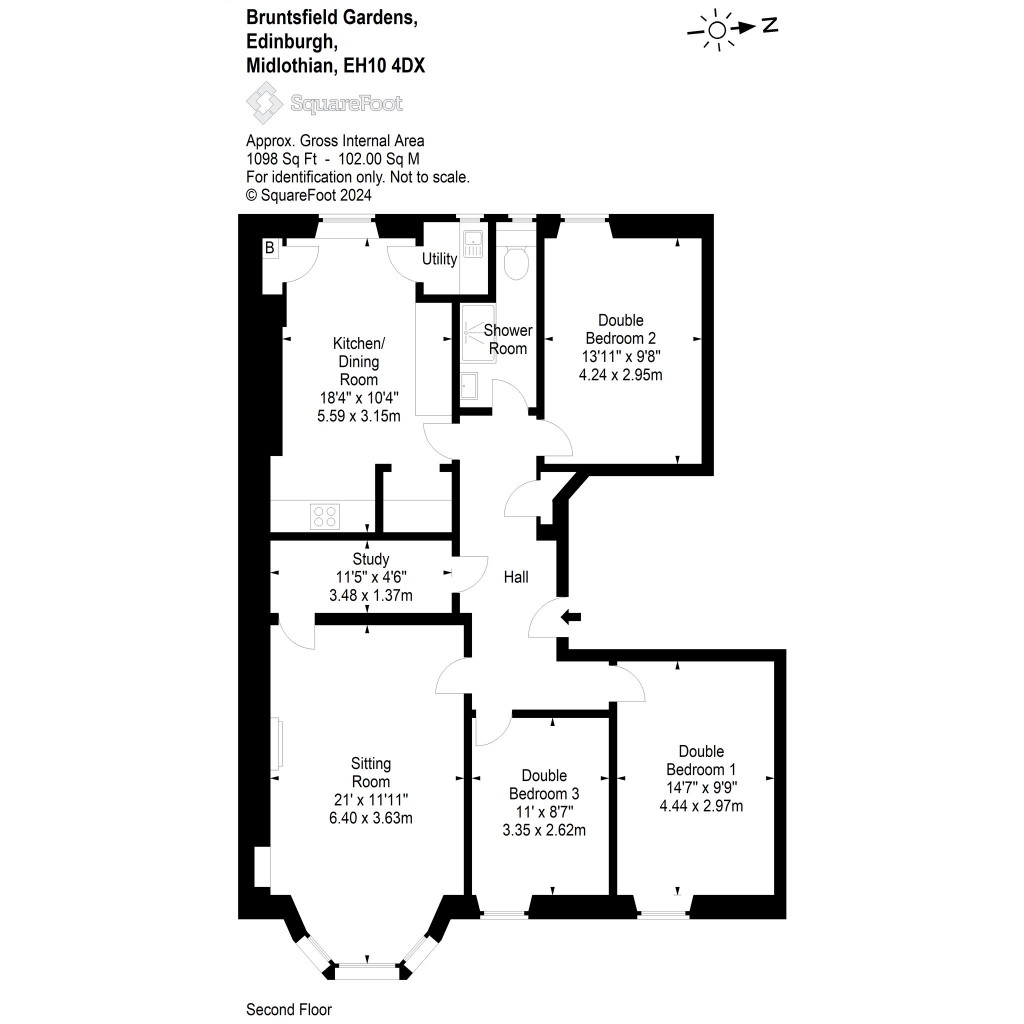 Floorplans For 17/4, Bruntsfield Gardens, Edinburgh