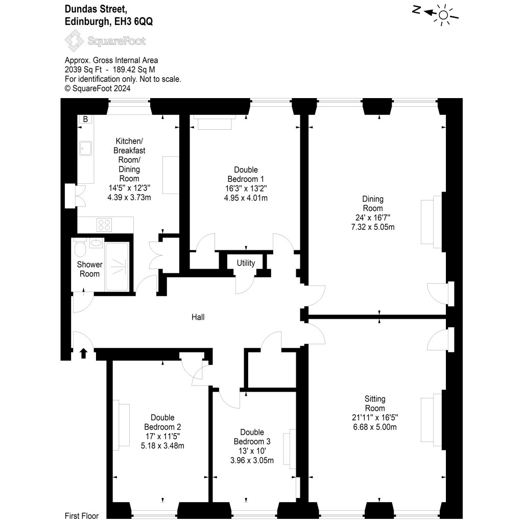 Floorplans For 1FR, Dundas Street, Edinburgh