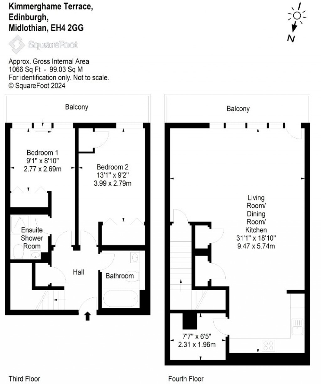 Floorplans For Flat 11, Kimmerghame Terrace, Edinburgh, Midlothian