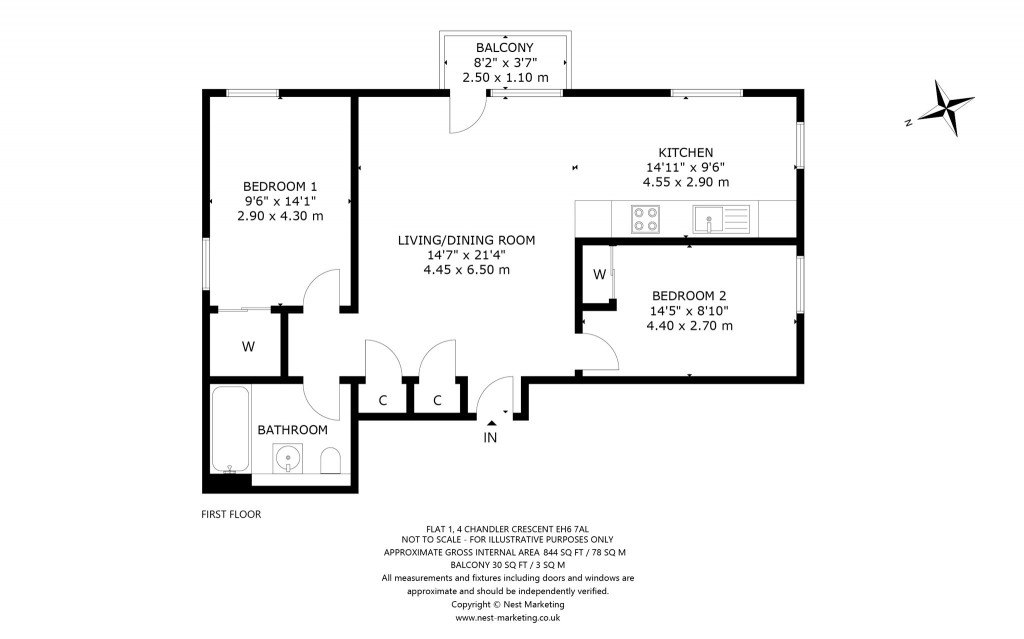 Floorplans For Flat 1, Chandler Crescent, Edinburgh, Midlothian