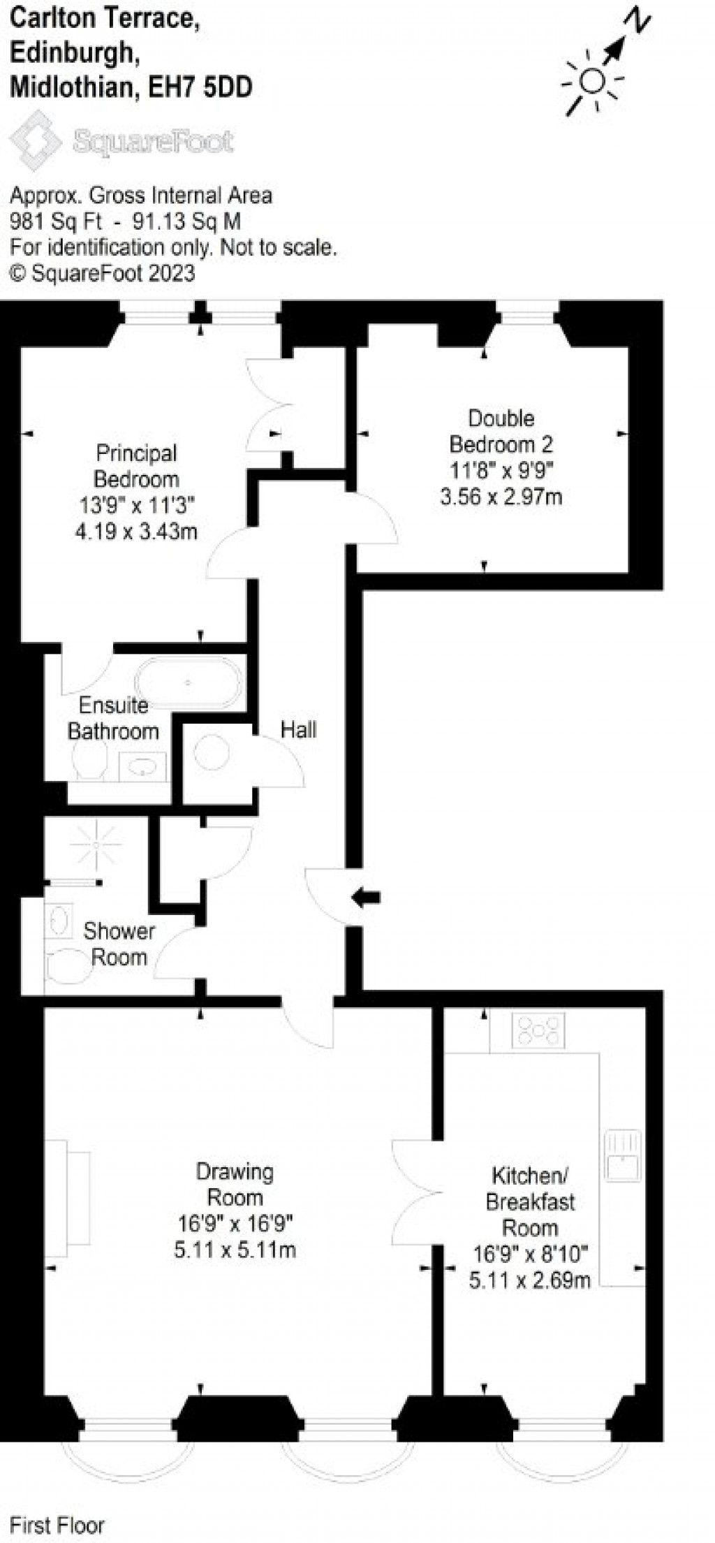 Floorplans For Flat 3, Carlton Terrace, Edinburgh