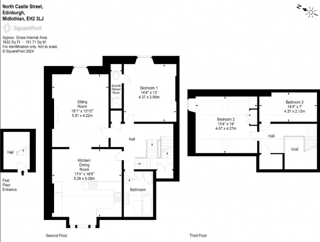 Floorplans For Flat 2, North Castle Street, Edinburgh, Midlothian