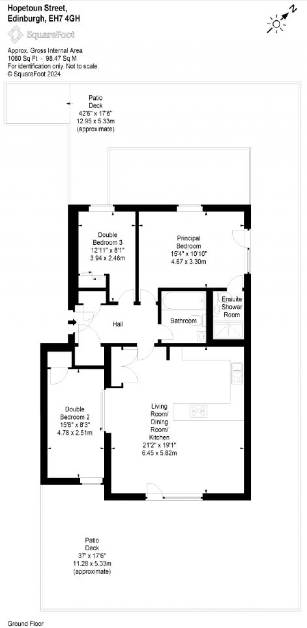 Floorplans For Flat 2, Hopetoun Street, Edinburgh, Midlothian