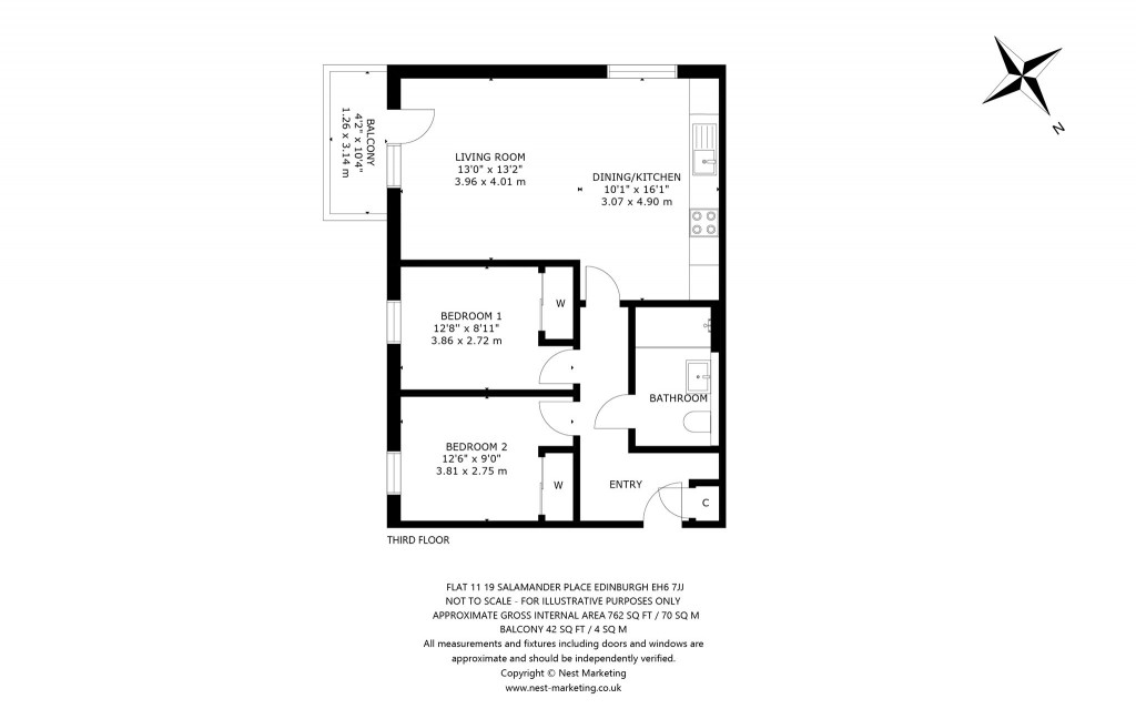 Floorplans For Flat 11, Salamander Place, Edinburgh