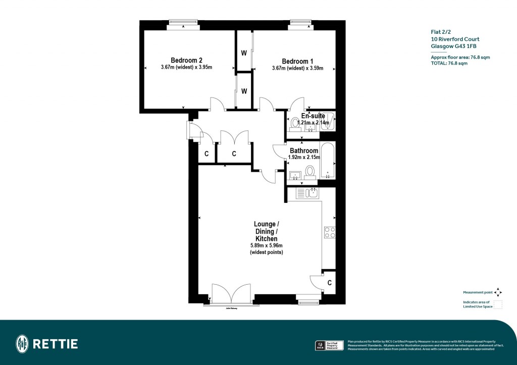 Floorplans For Flat 2/2, Riverford Court, Shawlands, Glasgow