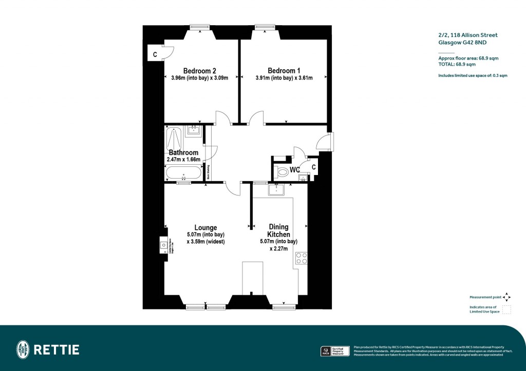 Floorplans For 2/2, Allison Street, Govanhill, Glasgow