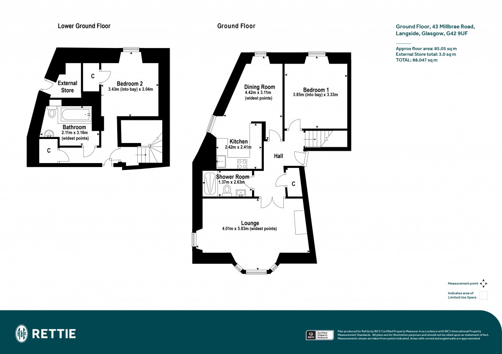 Floorplans For Ground Floor, Millbrae Road, Langside, Glasgow