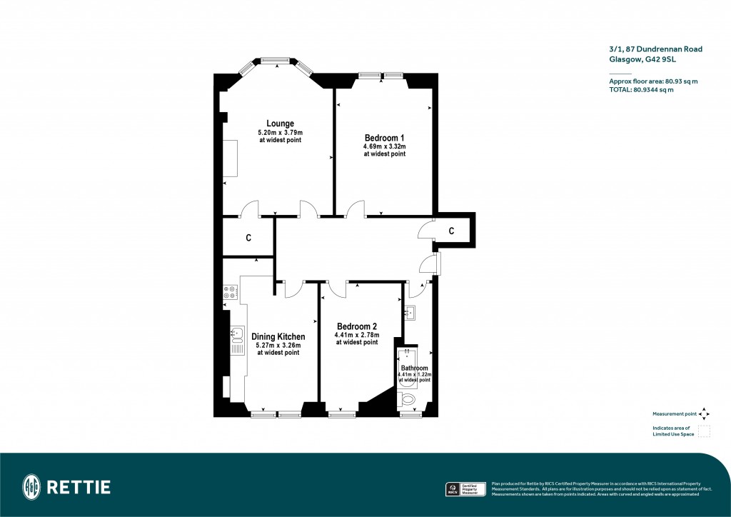 Floorplans For 3/1, Dundrennan Road, Battlefield, Glasgow