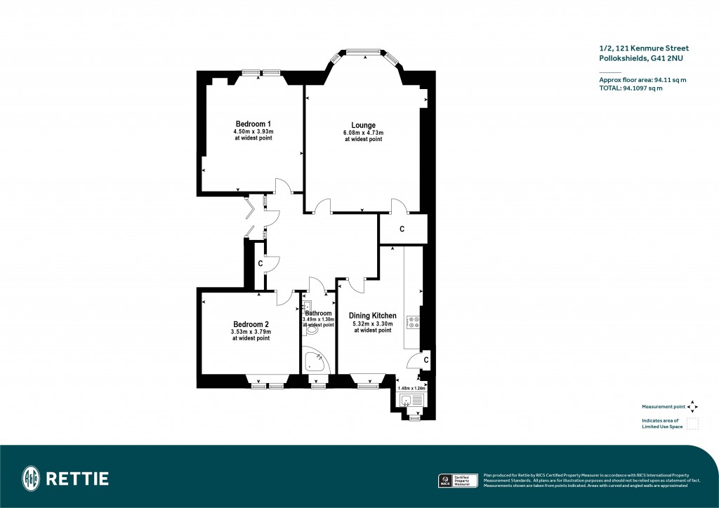 Floorplans For 1/2, Kenmure Street, Pollokshields, Glasgow