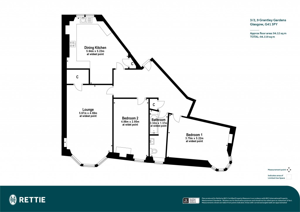 Floorplans For 3/2, Grantley Gardens, Shawlands, Glasgow