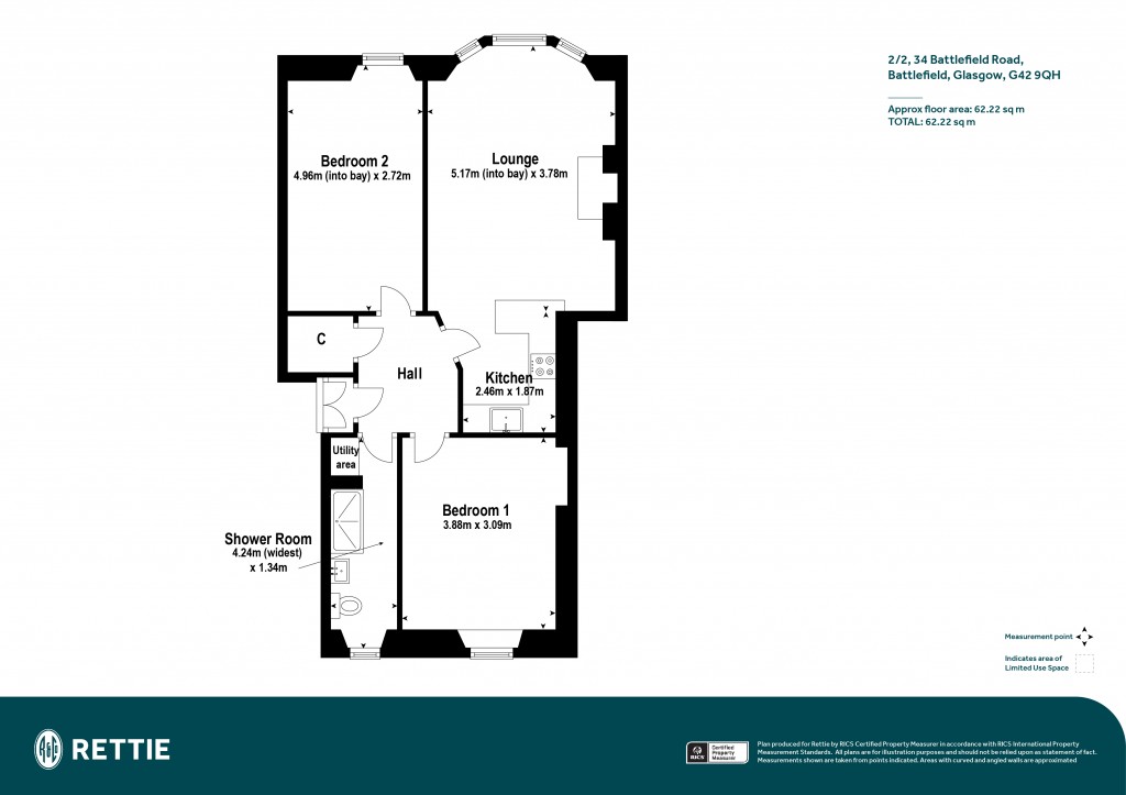 Floorplans For 2/2, Battlefield Road, Battlefield, Glasgow