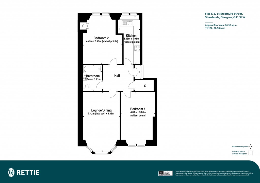 Floorplans For Flat 3/2, Strathyre Street, Shawlands, Glasgow