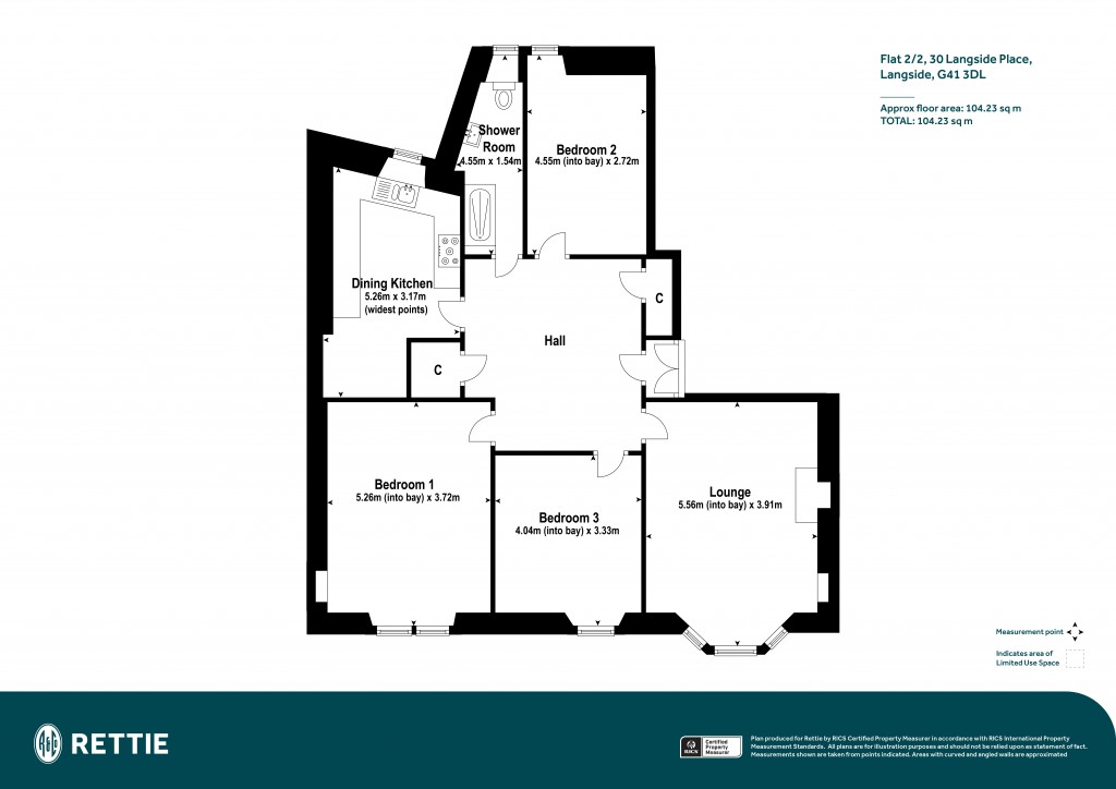 Floorplans For Flat 2/2, Langside Place, Langside, Glasgow