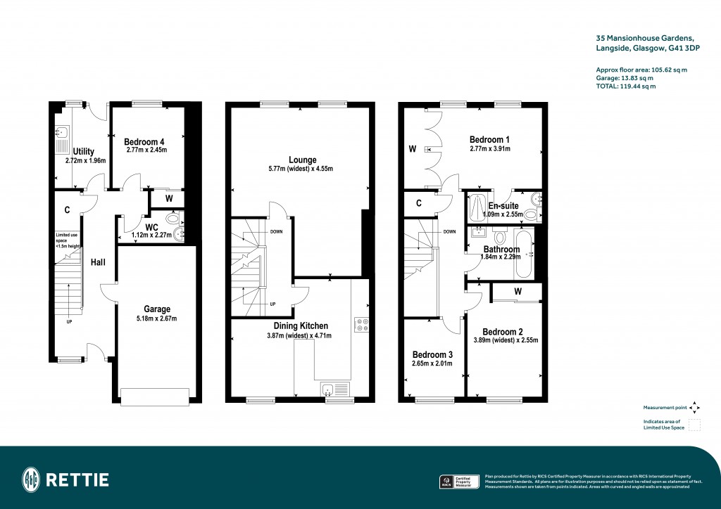 Floorplans For Mansionhouse Gardens, Langside, Glasgow