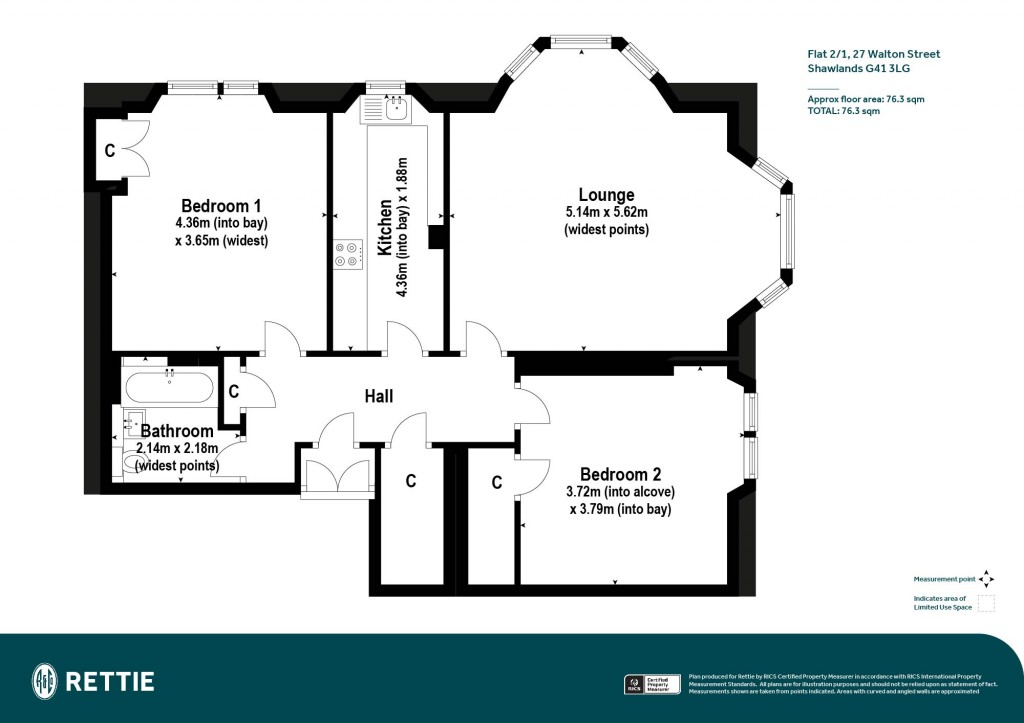 Floorplans For Flat 2/1, Walton Street, Shawlands, Glasgow