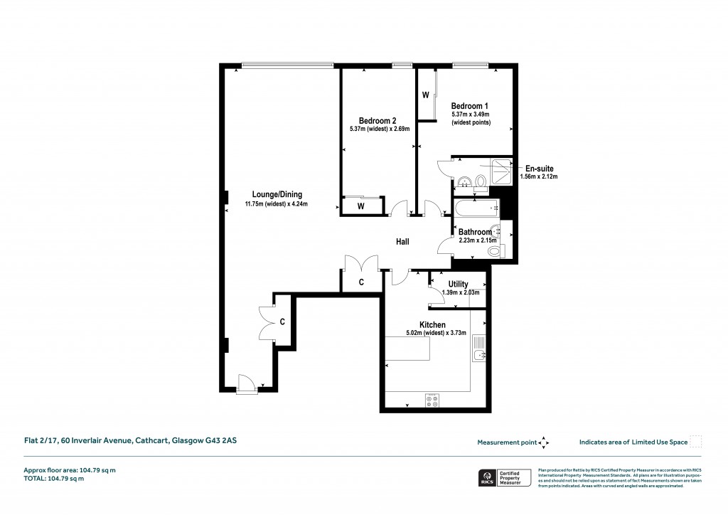 Floorplans For Flat 2/17, Inverlair Avenue, Cathcart, Glasgow