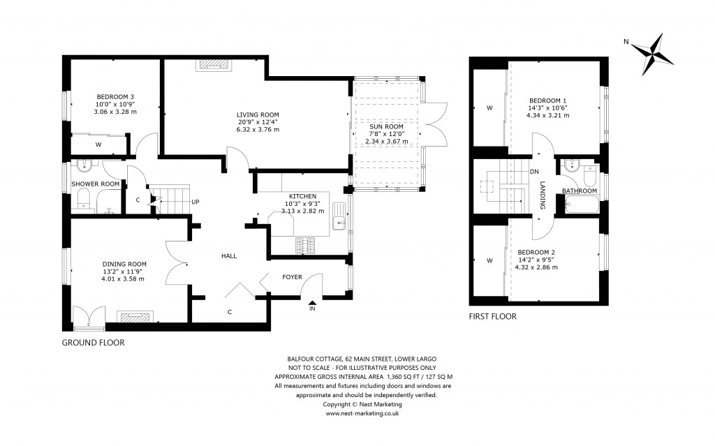 Floorplans For Balfour Cottage, 62 Main Street, Lower Largo, Leven