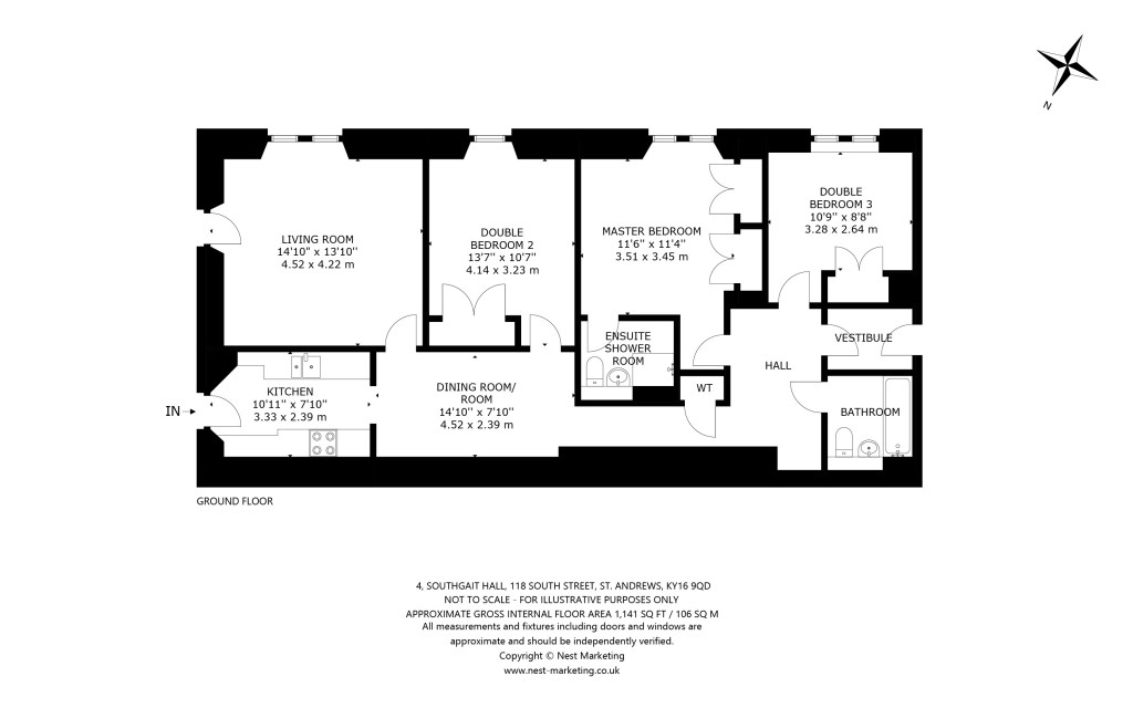 Floorplans For 4 Southgait Hall, 118 South Street, St. Andrews