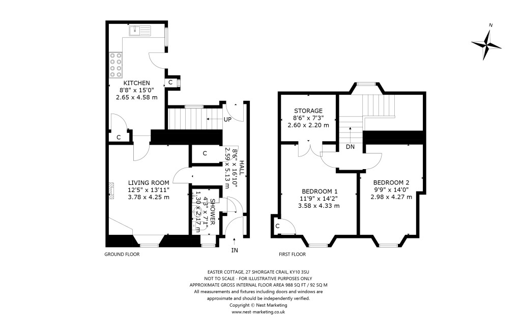 Floorplans For Easter Cottage, 27 Shoregate, Crail, Anstruther