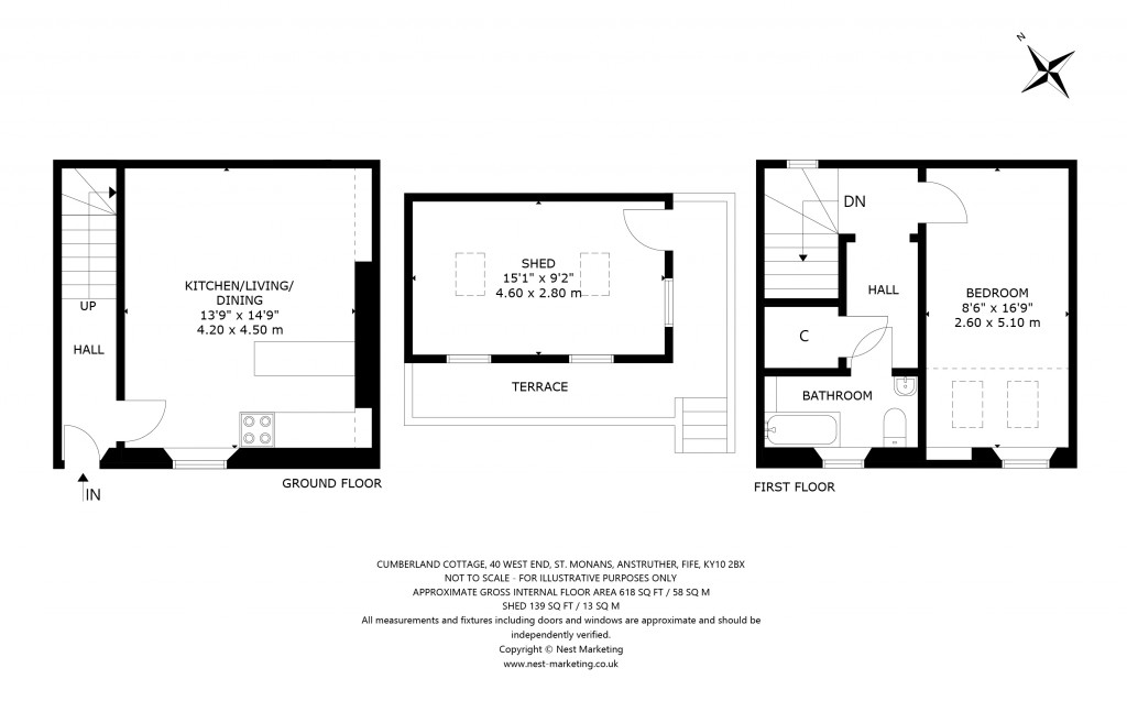 Floorplans For Cumberland Cottage, 40 West End, St. Monans, Anstruther